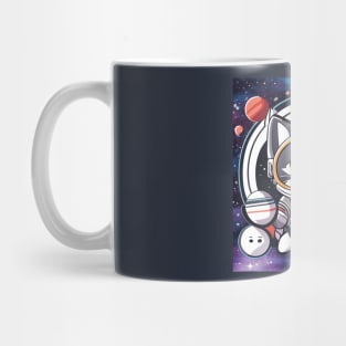 Cosmic Feline Adventures: Scottish Gray Cat in Space Mug